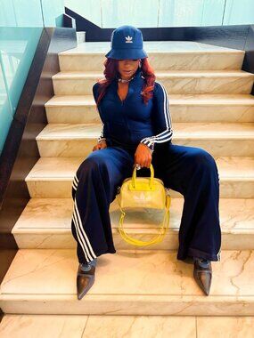 Adidas Black Tracksuit Set Size S | 3 Stripe Zip Up & Flare Pants Set